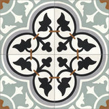 Mission Roseton Sage 8"x8" Encaustic Cement Tile QuarterDesign
