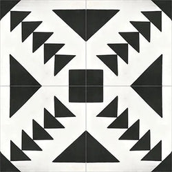 Mission Schloss Black 8"x8" Encaustic Cement Tile Quarter Design