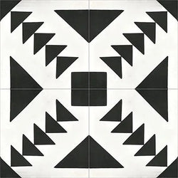 Mission Schloss Black 8"x8" Encaustic Cement Tile Quarter Design