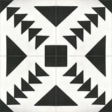 Mission Schloss Black 8"x8" Encaustic Cement Tile Quarter Design