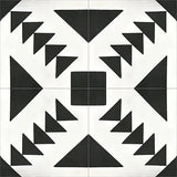Mission Schloss Black 8"x8" Encaustic Cement Tile Quarter Design