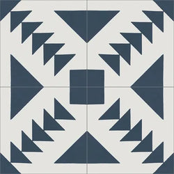 Mission Schloss Navy 8"x8" Encaustic Cement Tile Quarter Design