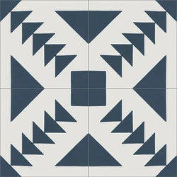 Mission Schloss Navy 8"x8" Encaustic Cement Tile Quarter Design