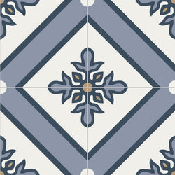 Mission Soledad French Blue 8"x8" Encaustic Cement Tile Quarter Design