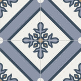 Mission Soledad French Blue 8"x8" Encaustic Cement Tile Quarter Design