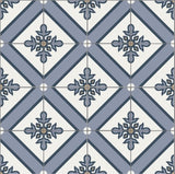 Mission Soledad French Blue 8"x8" Encaustic Cement Tile Rug Detail