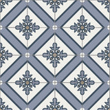 Mission Soledad French Blue 8"x8" Encaustic Cement Tile Rug Detail