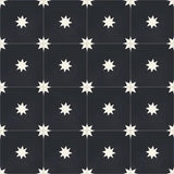 Mission Starry Night Black 8"x8" Encaustic Cement Tile Rug Detail
