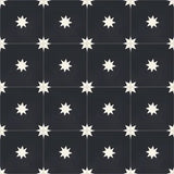 Mission Starry Night Black 8"x8" Encaustic Cement Tile Rug Detail