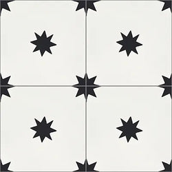 Mission Starry Night White 8"x8" Encaustic Cement Tile Quarter Design