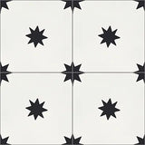 Mission Starry Night White 8"x8" Encaustic Cement Tile Quarter Design