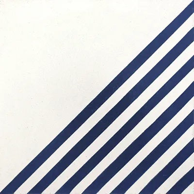 Mission Striped Diagonal Blue 8"x8" Encaustic Cement Tile