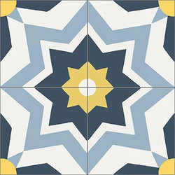 Mission Terranea Blue 8"x8" Cement Tile Quarter Design