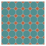 Mission Turquoise Octagon Encaustic Cement Tile 8"x8"