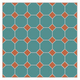 Mission Turquoise Octagon Encaustic Cement Tile 8"x8"