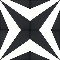 Mission Vienna Black 8"x8" Encaustic Cement Tile Quarter Design