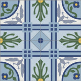 Mission Violet Blue 8"x8" Encaustic Cement Tile Quarter Design