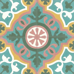 Mission Amalia Aqua Encaustic Cement Tile Quarter Design