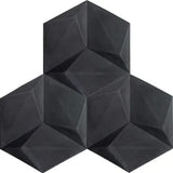 Acclivity 3D Pinwheel Black 8" Hexagon Relief Cement Tile - Avente Tile