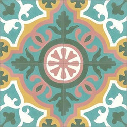 Mission Amalia Aqua 6"x6" Encaustic Cement Tile - Avente Tile