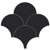 Mission Arabesque Black 8" Fish Scale Encaustic Cement Tile - Avente Tile