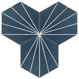 Mission Bakery Navy & White 8" Hexagon Cement Tile - Avente Tile