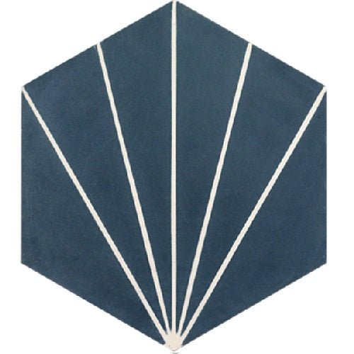 Mission Bakery Navy & White 8" Hexagon Cement Tile - Avente Tile
