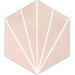 Mission Bakery Salmon & White 8" Hexagon Cement Tile - Avente Tile