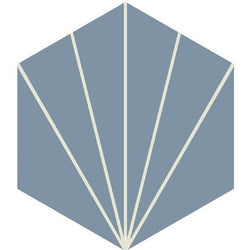 Mission Bakery Sky Blue & White 8" Hexagon Cement Tile - Avente Tile
