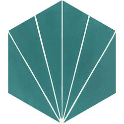 Mission Bakery Turquoise 8" Hexagon Cement Tile - Avente Tile