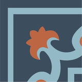 Mission Cox Border Navy 8"x8" Encaustic Cement Tile - Avente Tile