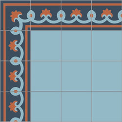 Mission Cox Border Navy 8"x8" Encaustic Cement Tile - Avente Tile