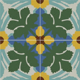 Mission Garden 1 8"x8" Encaustic Cement Tile - Avente Tile