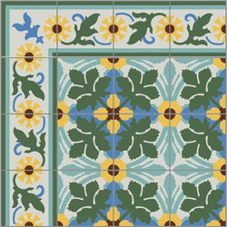 Mission Garden 1 Border 8"x8" Encaustic Cement Tile - Avente Tile