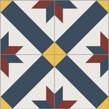 Mission Geometric Star & Lattice Navy 8"x8" Encaustic Cement Tile - Avente Tile