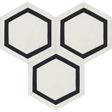 Mission Honeycomb Black on White 8" Hexagon Cement Tile - Avente Tile