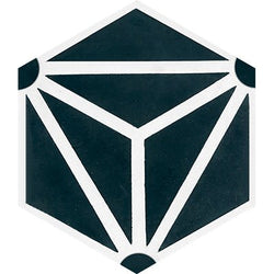 Mission Isosceles Black 8" Hexagon Cement Tile - Avente Tile