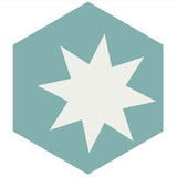 Mission Large Star Aqua 8" Hexagon Cement Tile - Avente Tile