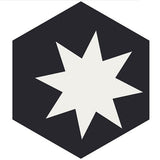 Mission Large Star Black 8" Hexagon Cement Tile - Avente Tile