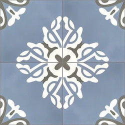 Mission Lily Blue 8"x8" Encaustic Cement Tile - Avente Tile