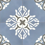 Mission Lily Blue 8"x8" Encaustic Cement Tile - Avente Tile