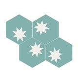 Mission Medium Star Aqua 8" Hexagon Cement Tile - Avente Tile