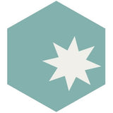 Mission Medium Star Aqua 8" Hexagon Cement Tile - Avente Tile