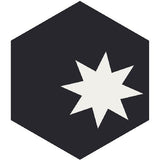 Mission Medium Star Black 8" Hexagon Cement Tile - Avente Tile