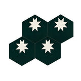 Mission Medium Star Black 8" Hexagon Cement Tile - Avente Tile