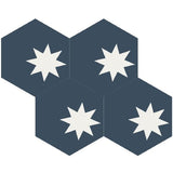 Mission Medium Star Navy 8" Hexagon Cement Tile - Avente Tile