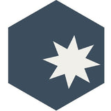 Mission Medium Star Navy 8" Hexagon Cement Tile - Avente Tile