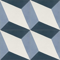 Mission Mondo Harlequin Navy 8"x8" Encaustic Cement Tile - Avente Tile