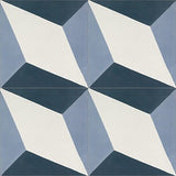Mission Mondo Harlequin Navy 8"x8" Encaustic Cement Tile - Avente Tile