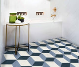 Mission Mondo Harlequin Navy 8"x8" Encaustic Cement Tile - Avente Tile